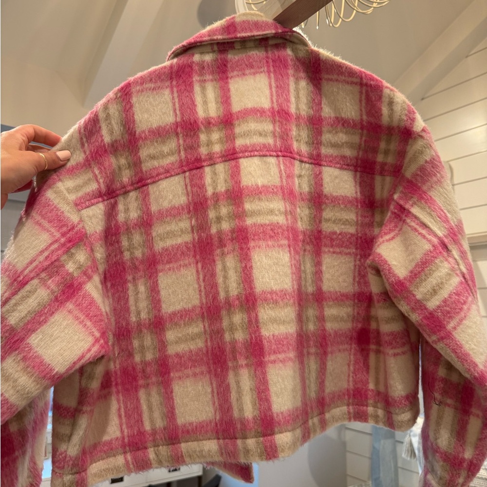 Zara Pink and Cream Plaid Jacket - Picture 4 of 4